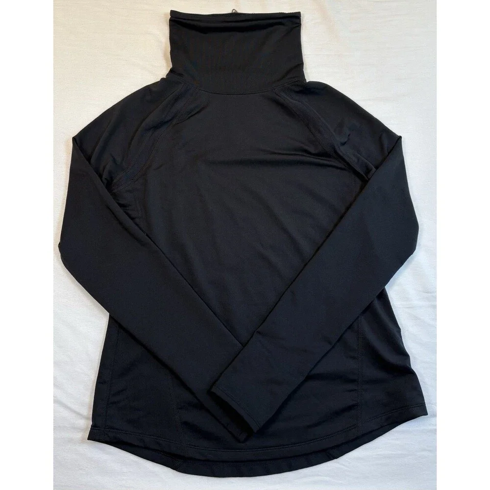 Under Armour ColdGear Run Fitted Black Mock Neck Pullover Thumbholes Women’s M